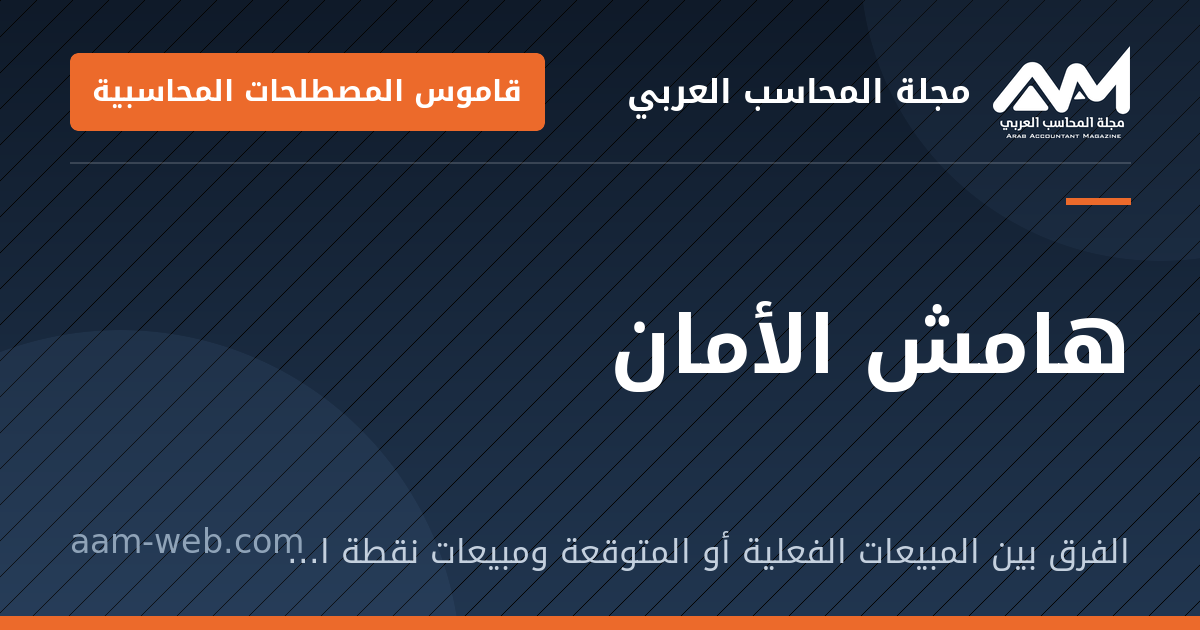 بطاقة مشاركة: هامش الأمان: الفرق بين المبيعات الفعلية أو المتوقعة ومبيعات نقطة التعادل.