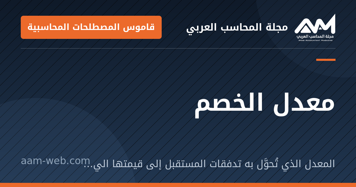 بطاقة مشاركة: معدل الخصم: المعدل الذي تُحوَّل به تدفقات المستقبل إلى قيمتها اليوم، ويعبّر عن تكلفة المال والمخاطرة.