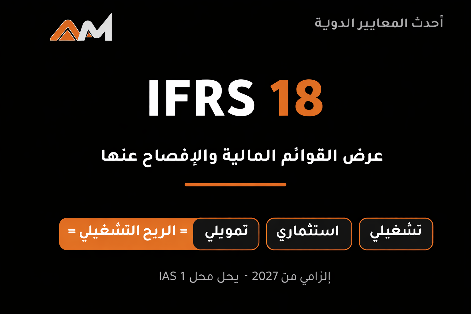 المعيار الدولي IFRS 18 «عرض القوائم المالية والإفصاح عنها»
لماذا جاء المعيار؟ سياقُ الإصدار


https://www.aam-web.com/standard_detail/119/ifrs-18-%D8%A7%D9%84%D9%85%D8%B9%D9%8A%D8%A7%D8%B1-%D8%A7%D9%84%D8%B0%D9%8A-%D8%B3%D9%8A%D8%BA%D9%8A%D9%91%D8%B1-%D8%B4%D9%83%D9%84-%D9%82%D9%88%D8%A7%D8%A6%D9%85%D9%83-%D8%A7%D9%84%D9%85%D8%A7%D9%84%D9%8A%D8%A9-%D9%81%D9%8A-2027